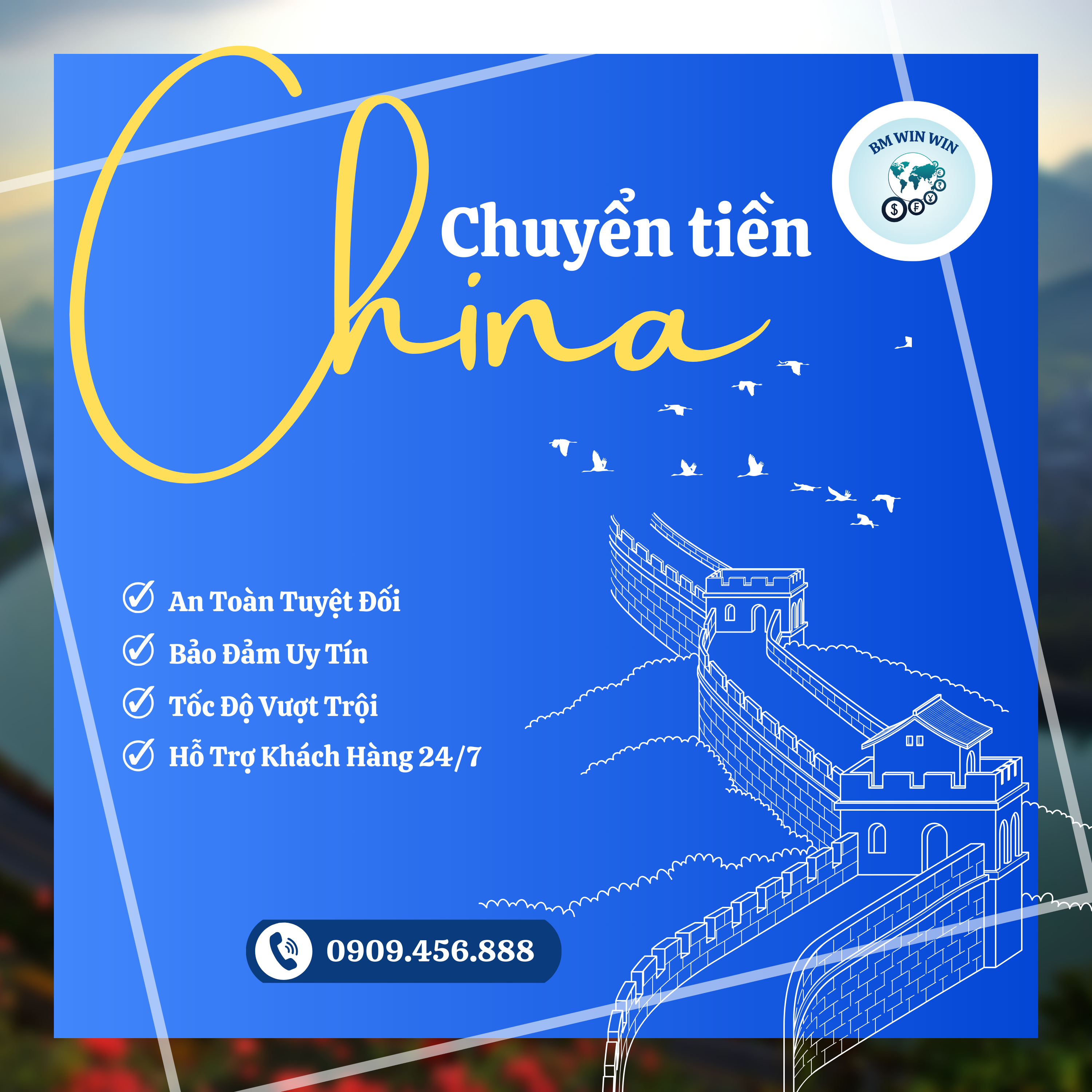 Chuyển tiền đi Trung Quốc giờ đây không còn là thách thức mà là trải nghiệm dễ dàng và thuận lợi. Hãy để BM Win Win là người bạn đồng hành tin cậy, mang lại sự an tâm tuyệt đối và hiệu quả không ngừng trong mọi giao dịch của bạn.