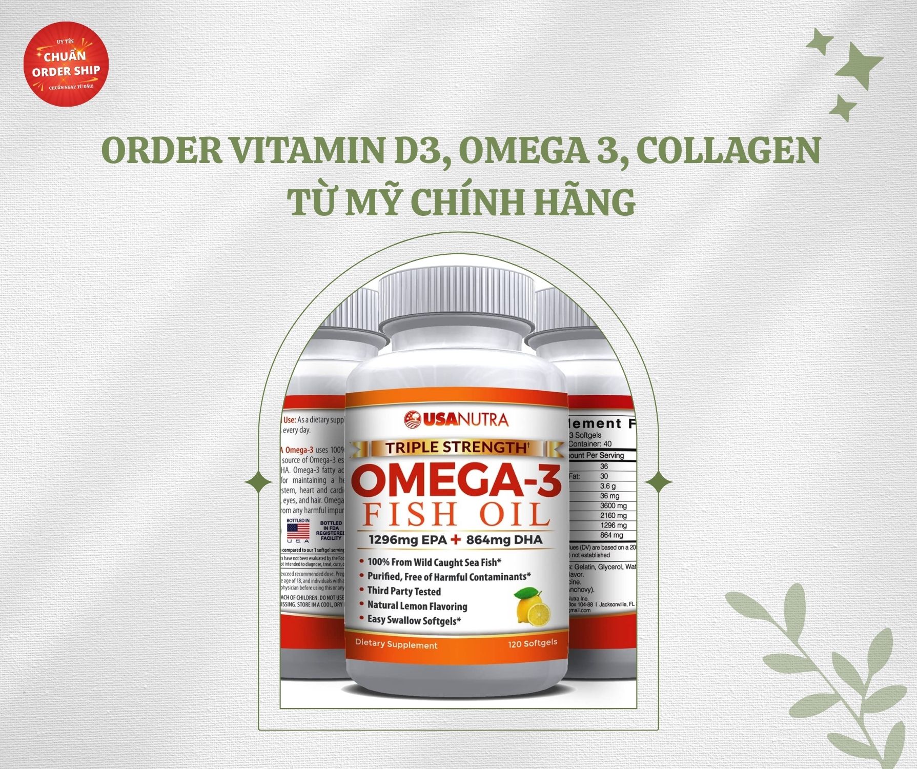 Nếu bạn đang tìm kiếm dịch vụ order vitamin D3, Omega 3, Collagen từ Mỹ chính hãng, nhanh chóng và tiết kiệm, đừng ngần ngại liên hệ ngay với CHUẨN Order Ship! Hãy để chúng tôi giúp bạn chăm sóc sức khỏe một cách hiệu quả và an toàn.