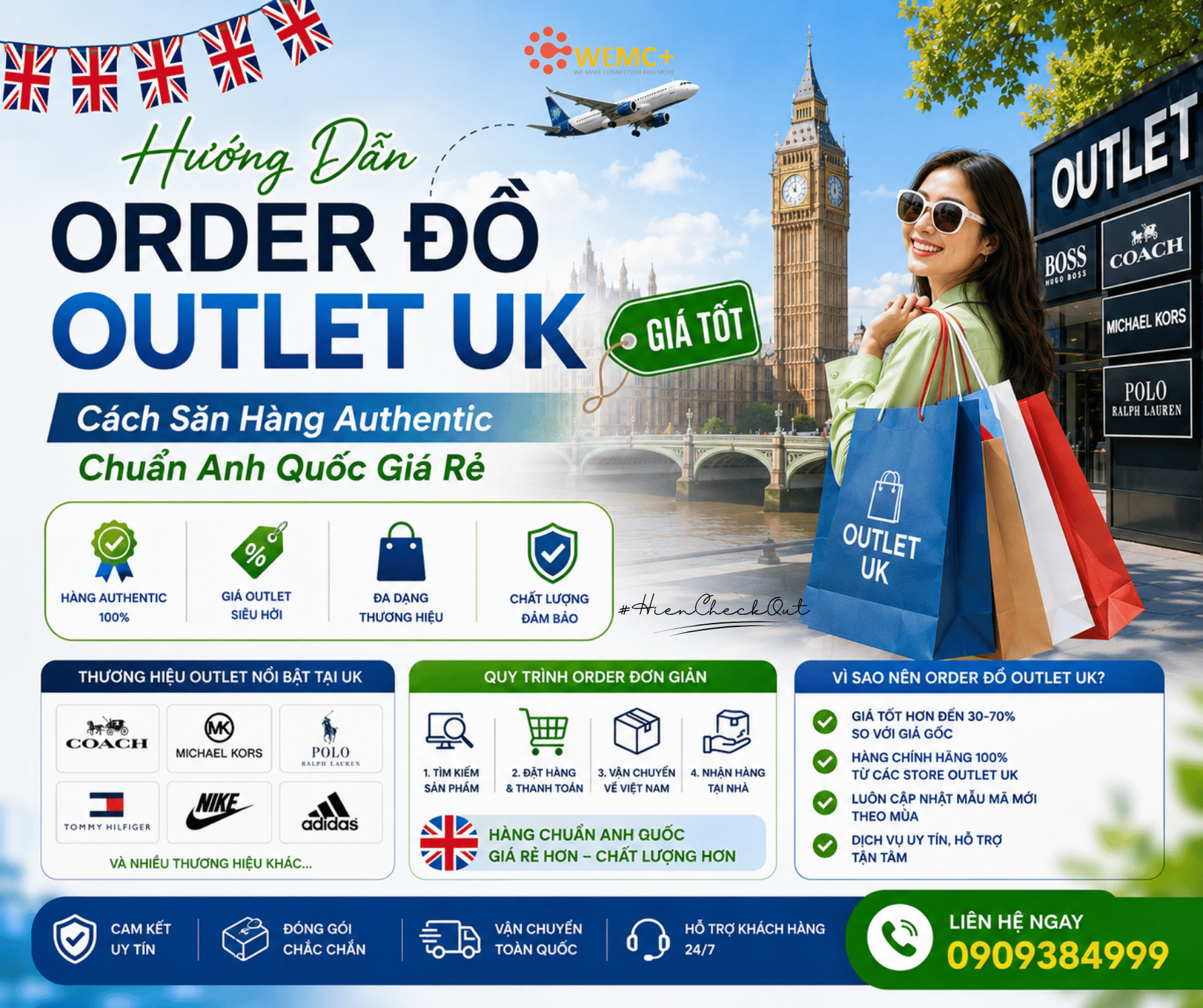 Hướng dẫn order đồ outlet UK giá tốt không chỉ giúp bạn săn được hàng authentic với mức giá hấp dẫn mà còn hạn chế nhiều rủi ro khi mua sắm quốc tế. Nếu biết cách chọn thời điểm sale, website uy tín và phương thức vận chuyển phù hợp, bạn hoàn toàn có thể tiết kiệm đáng kể chi phí khi order UK.