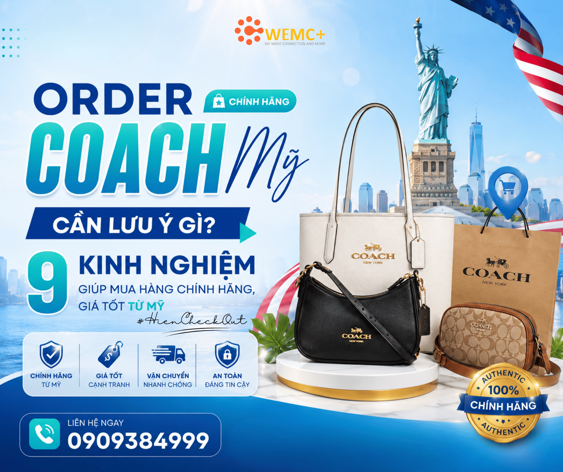 Order Coach Mỹ là cách giúp bạn sở hữu những sản phẩm thời trang chính hãng với mức giá hấp dẫn hơn so với mua tại thị trường trong nước. Tuy nhiên, để quá trình mua sắm diễn ra thuận lợi, bạn cần lựa chọn nguồn hàng uy tín, hiểu rõ sự khác biệt giữa Coach Retail và Coach Outlet, theo dõi các chương trình giảm giá và tính toán đầy đủ chi phí vận chuyển.