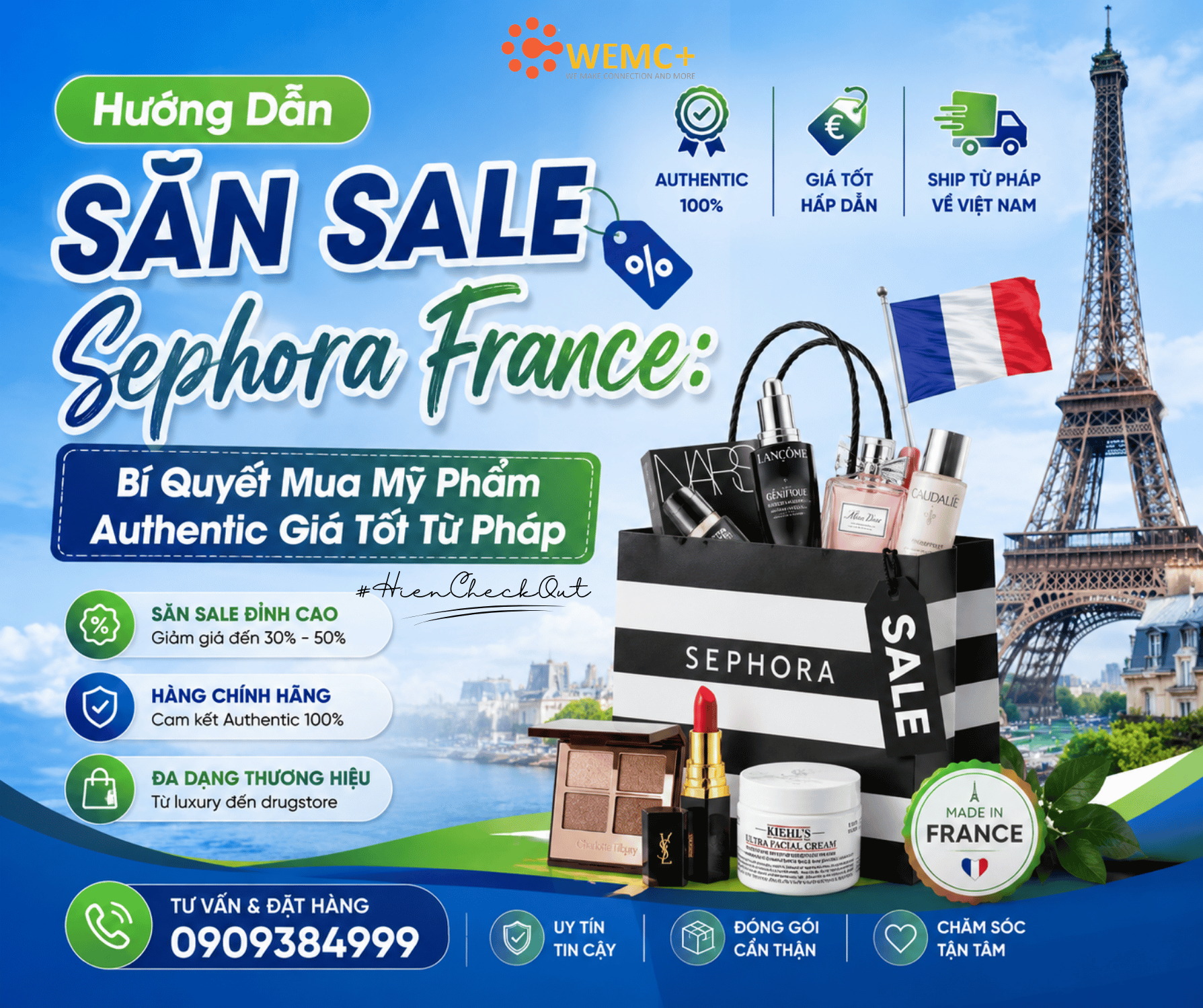 Săn sale Sephora France là cách thông minh để sở hữu mỹ phẩm authentic cao cấp với mức giá cực kỳ hấp dẫn. Chỉ cần biết thời điểm sale, cách gom deal và lựa chọn đơn vị order uy tín, bạn hoàn toàn có thể tiết kiệm đáng kể chi phí khi mua mỹ phẩm từ Pháp.