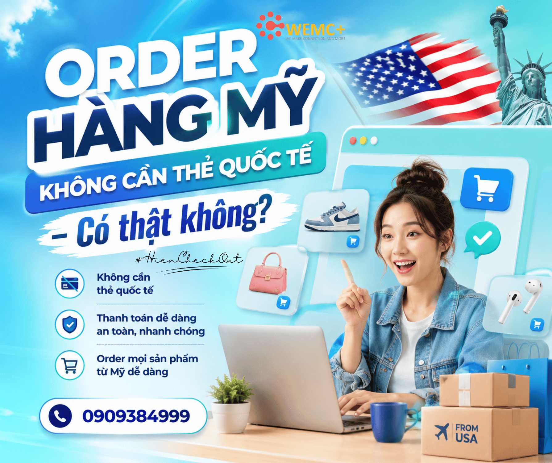 Nếu tự mua trực tiếp, bạn có thể cần Visa, Mastercard hoặc một phương thức thanh toán mà website Mỹ chấp nhận. Nhưng nếu sử dụng dịch vụ order hàng Mỹ, bạn không nhất thiết phải sở hữu thẻ quốc tế. Đặc biệt, với những người muốn mua hàng Mỹ chính hãng nhưng gặp khó khăn về thanh toán, địa chỉ nhận hàng hoặc vận chuyển quốc tế, mua hộ có thể là lựa chọn thuận tiện hơn.